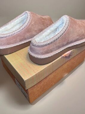 🆕 Very G Womens Georgina Faux Fur Slip On Slippers Size 9 in Blush